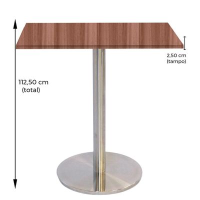 Mesa Bistrô Beta 112,50 Cm (alt) Disco Redondo Tampo Mdp Quadrado 60 Cm (larg) X 2,50 Cm (alt) Walnut