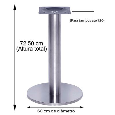 Mesa Beta Big Inox 75 Cm (alt) Disco Redondo Tampo Mdp Redondo 80 Cm (larg) X 2,50 Cm (alt) Noce Naturalle