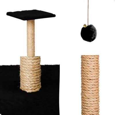 Arranhador Para Gatos Pet Quadrado Poste Sisal Com Brinquedo Pompom Pelúcia Guizo