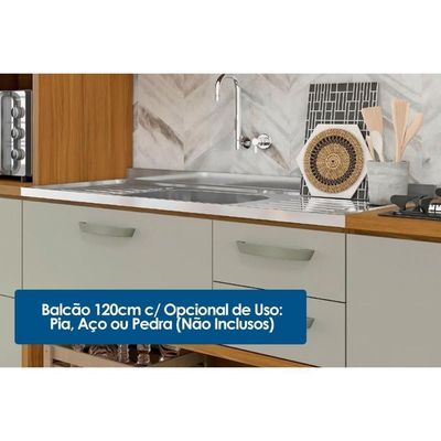 Kit Cozinha Modulada 3 Peças Princesa 1 Aéreo + Balcão + 1 Paneleiro C6p62 Freijó Off White