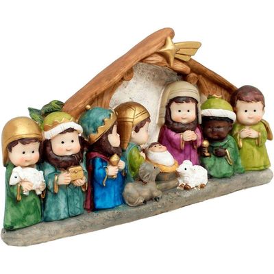 Presépio Divertido Em Resina Natal Nascimento Jesus 18x20cm