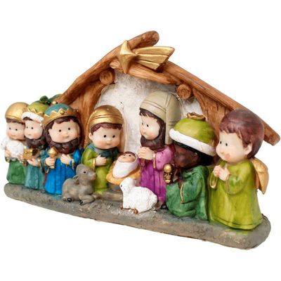 Presépio Divertido Em Resina Natal Nascimento Jesus 18x20cm