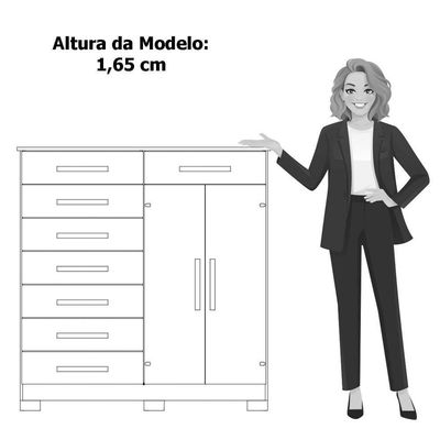 Cômoda Sapateira Alta Julieta 8 Gavetas 2 Portas Freijó Titanium