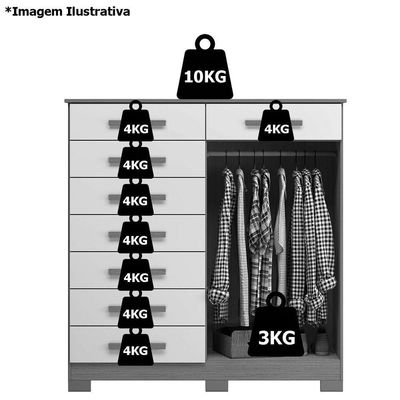 Cômoda Sapateira Alta Julieta 8 Gavetas 2 Portas Freijó Titanium