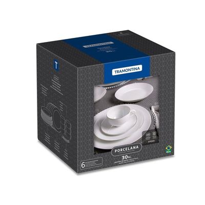 Aparelho De Jantar Tramontina Atena Em Porcelana Decorada 30 Peças Tramontina
