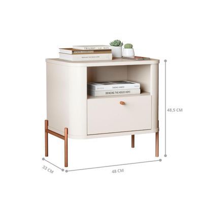 Jogo De Mesa De Cabeceira Bali Off White Bronze