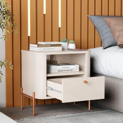 Jogo De Mesa De Cabeceira Bali Off White Bronze