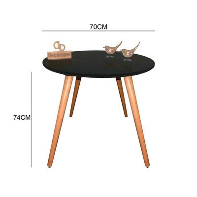 Mesa Jantar Pés Palitos Tampo Redondo Vidro Laqueado 70cm Preto