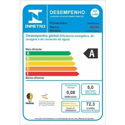 Lavadora De Roupas Semiautomática Tradicional Evolution 5 Kg Clara Wanke 127V