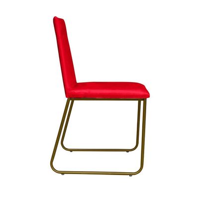 Kit 4 Cadeiras De Jantar Cozinha Industrial Lexa Veludo Élpis Móveis Vermelho Dourada