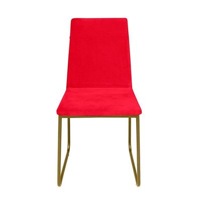Kit 4 Cadeiras De Jantar Cozinha Industrial Lexa Veludo Élpis Móveis Vermelho Dourada