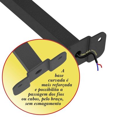 Suporte Refletor Base Reta Braço 30 Cm Preto