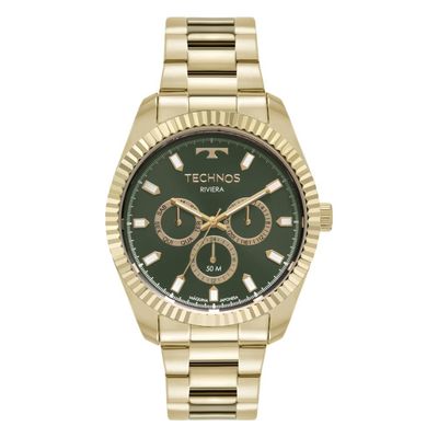 Relógio Technos Masculino Ref: 6p79bz/1v Multifunção Riviera Dourado