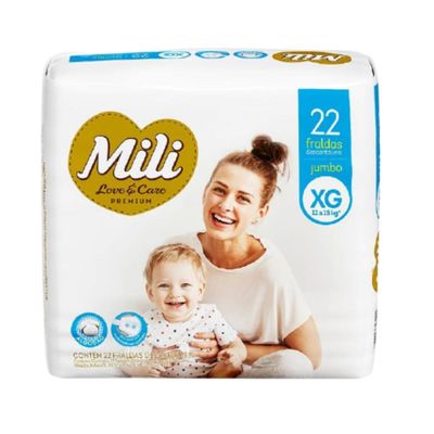 Fralda Descartável MILI Love&amp;Care   Tam: XG   2 Pacotes c/ 22