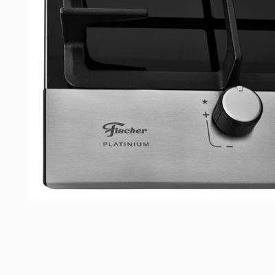 Cooktop A Gás 1 Boca Tripla Chama Platinium Com Trempe De Ferro Fundido Mesa Vidro Bivolt Fischer