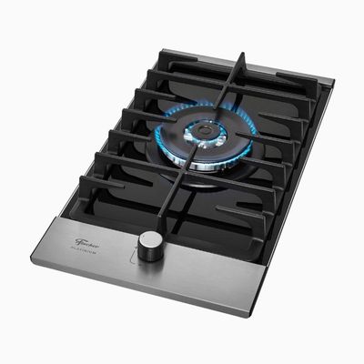 Cooktop A Gás 1 Boca Tripla Chama Platinium Com Trempe De Ferro Fundido Mesa Vidro Bivolt Fischer