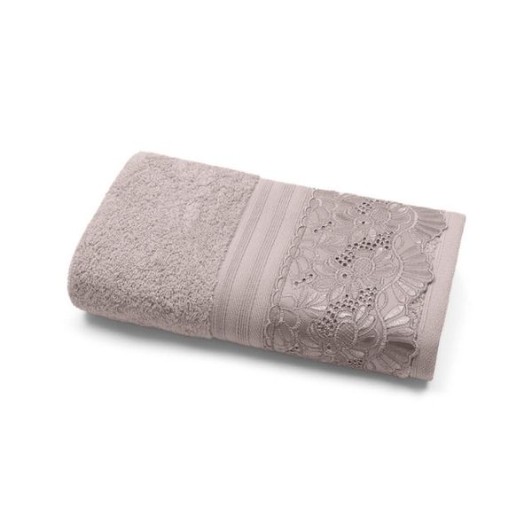 Toalha Lavabo com Renda Estela Bege Bouton