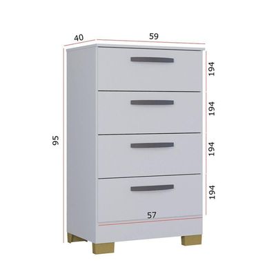 Cômoda Poquema 4 Gavetas Branco