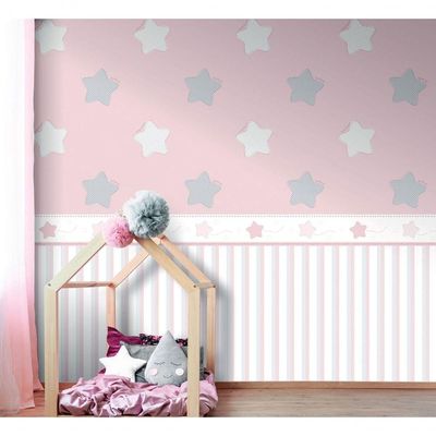 Papel De Parede Lullaby Listrado Rosa 2312 - Rolo 10m X 0,53m