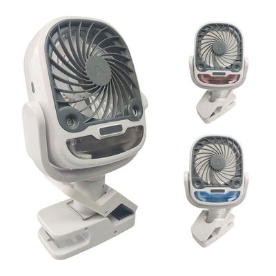 Ventilador De Mesa Umidificador Bateria Recarregavel Usb Garra 3 Velocidades Giratorio 360 Graus Verao Calor Dia Quente Portatil Potente