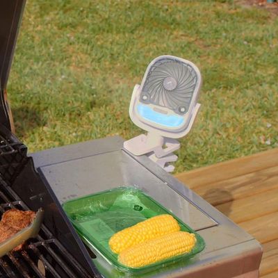 Ventilador De Mesa Umidificador Bateria Recarregavel Usb Garra 3 Velocidades Giratorio 360 Graus Verao Calor Dia Quente Portatil Potente