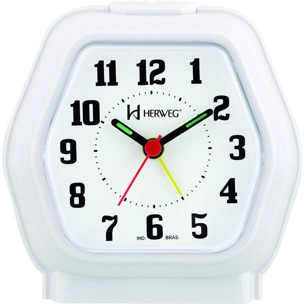 Relógio Despertador Quartz Cabeceira Alarme Luz Branco - Branco