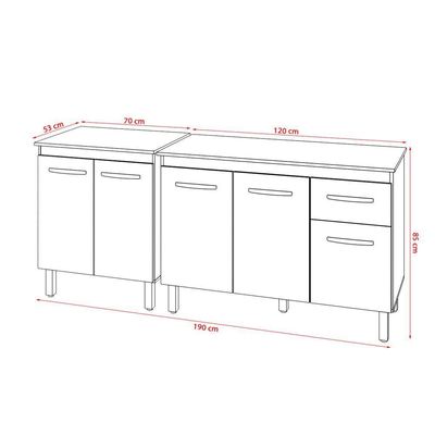 Balcão Para Microondas Ou Forno E Armário Aline 118 Cm Cozinha Gabinete Off White Com Tampo Tampão