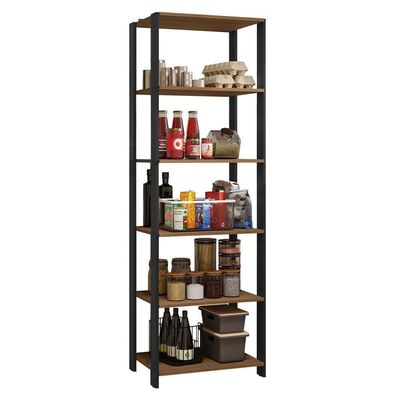 Armário Estante Multiuso Organizador Despensa 5 Prateleiras 59cm Rustic/preto Madesa