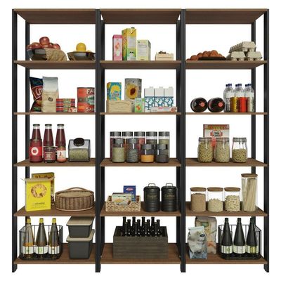 Armário Estante Multiuso Organizador Despensa 15 Prateleiras 177cm Rustic/preto Madesa