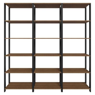 Armário Estante Multiuso Organizador Despensa 15 Prateleiras 177cm Rustic/preto Madesa