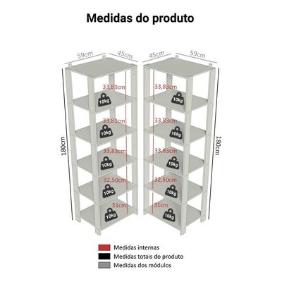 Armário Estante Multiuso Organizador Despensa De Canto 10 Prateleiras 118cm Rustic/preto Madesa