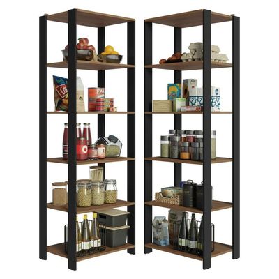Armário Estante Multiuso Organizador Despensa De Canto 10 Prateleiras 118cm Rustic/preto Madesa