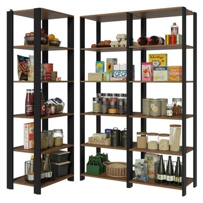 Armário Estante Multiuso Organizador Despensa De Canto 15 Prateleiras 177cm Rustic/preto Madesa