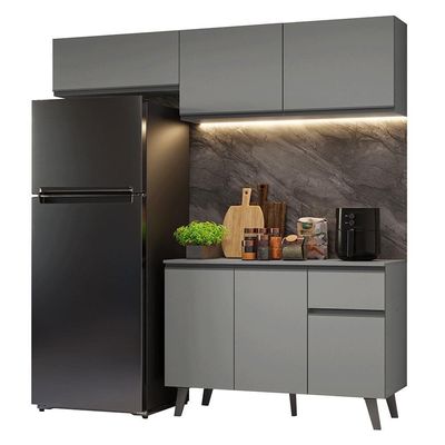 Armário De Cozinha Compacta 200cm Cinza Nice Madesa 03xa Cinza