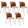 Kit 5 Cadeiras Sala De Jantar Estofada Gavi Arena L02 Couríssimo Camel Linho Cru Lyam Decor