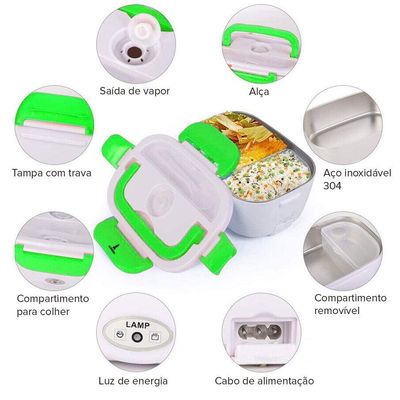 Marmita Lancheira Elétrica Lorben Aquecedor Alimentos Tomada 110v-220v E Plugue Carro 12v