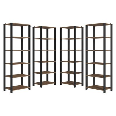 Armário Estante Multiuso Organizador Despensa De Canto 20 Prateleiras 236cm Rustic/preto Madesa