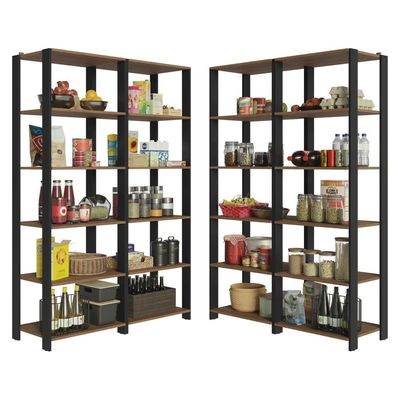 Armário Estante Multiuso Organizador Despensa De Canto 20 Prateleiras 236cm Rustic/preto Madesa