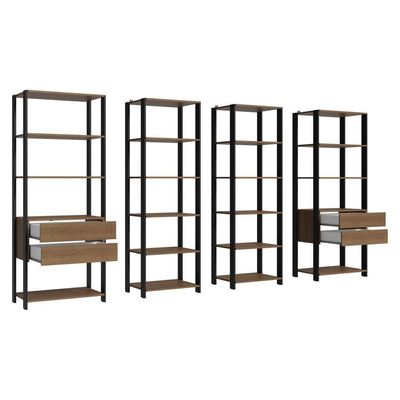 Guarda Roupa Closet Modulado 4 Gavetas 18 Prateleiras 258cm Valencia Madesa Rustic Preto
