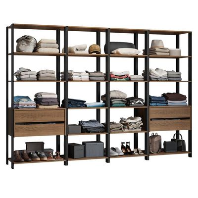 Guarda Roupa Closet Modulado 4 Gavetas 18 Prateleiras 258cm Valencia Madesa Rustic Preto