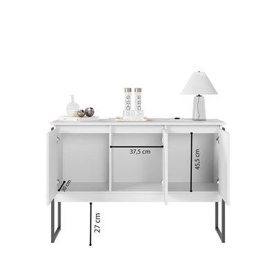 Buffet Estilo Industrial 3 Portas Europa - Branco E Preto Branco E Preto