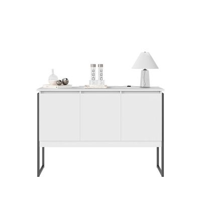 Buffet Estilo Industrial 3 Portas Europa - Branco E Preto Branco E Preto