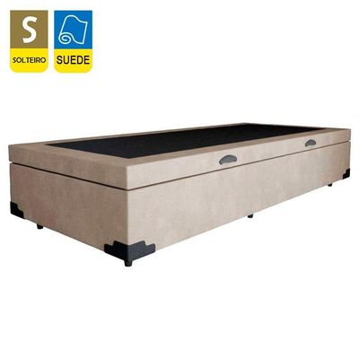 Cama Box Baú Solteiro Suede Serene Bege 88x188x44
