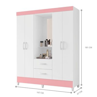 Guarda Roupa Capelinha Dubai Branco Rosa