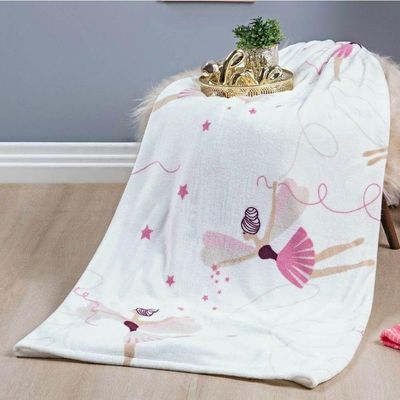 Manta Solteiro Infantil Bouti Kids Flannel Microfibra 1 Peça Bailarina