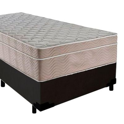 Cama Box Suede Solteiro + Colchão Serene Molas Ensacadas 88x188x65 Preto