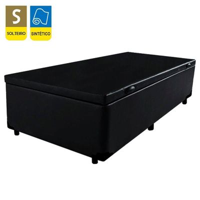 Cama Box Baú Solteiro Sintético Serene Preto 88x188x44