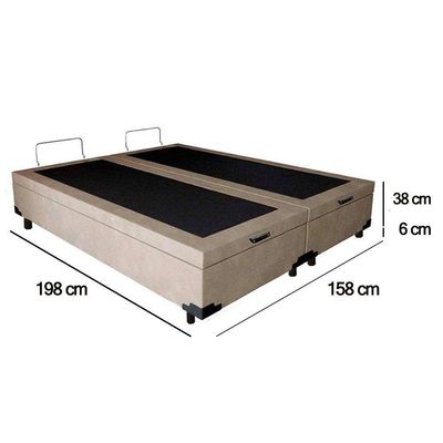 Cama Box Baú Queen Bipartido Suede Serene Bege 158x198x44