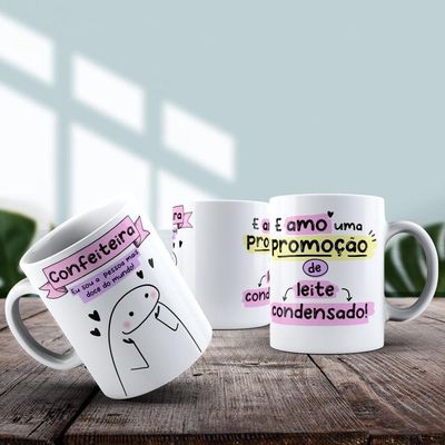 Caneca De Porcelana 325ml Flork Profissões Feminino Confeiteira