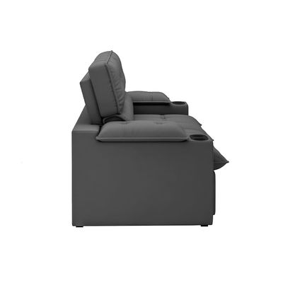 Sofá 3 Lugares Luizzi Besthouse Liverpool Slim com Assento Retrátil e Reclinável, Revestido em Suede - 210cm de Largura Titânio